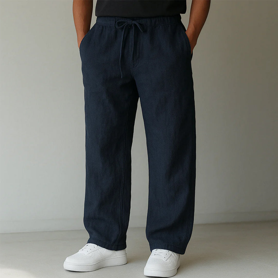 Men's Wide Leg Drawstring Pants Cotton Elastic Waist - Vonnera