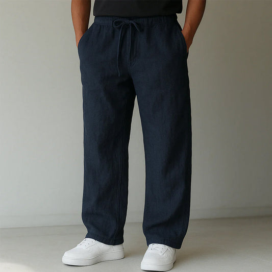 Men's Wide Leg Drawstring Pants Cotton Elastic Waist - Vonnera