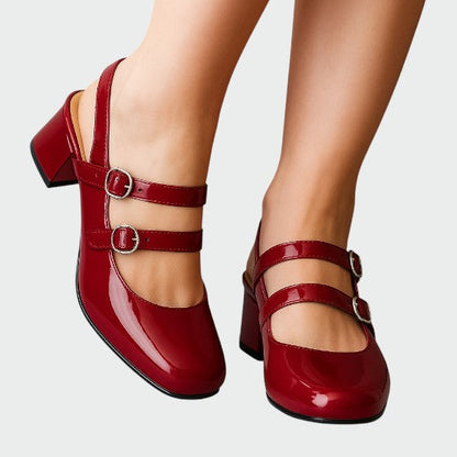 Women's Double Strap Pumps Block Heel Patent Leather - Vonnera