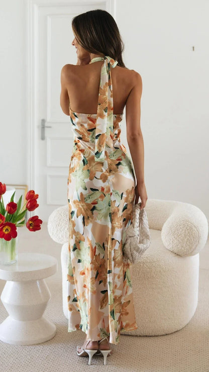 Keylin Women's Floral Halter Maxi Dress