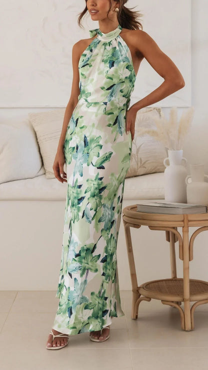 Keylin Women's Floral Halter Maxi Dress