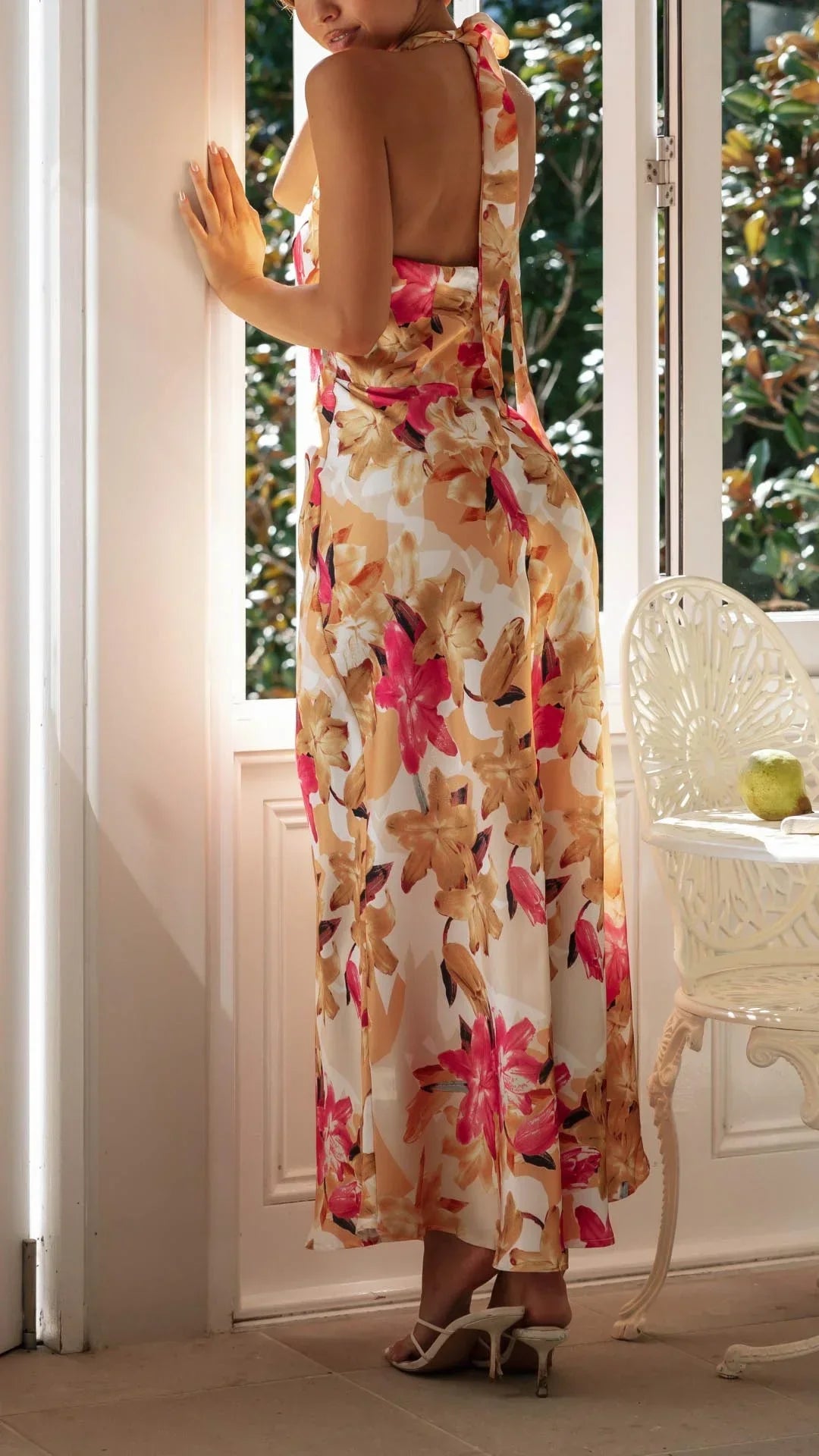 Keylin Women's Floral Halter Maxi Dress