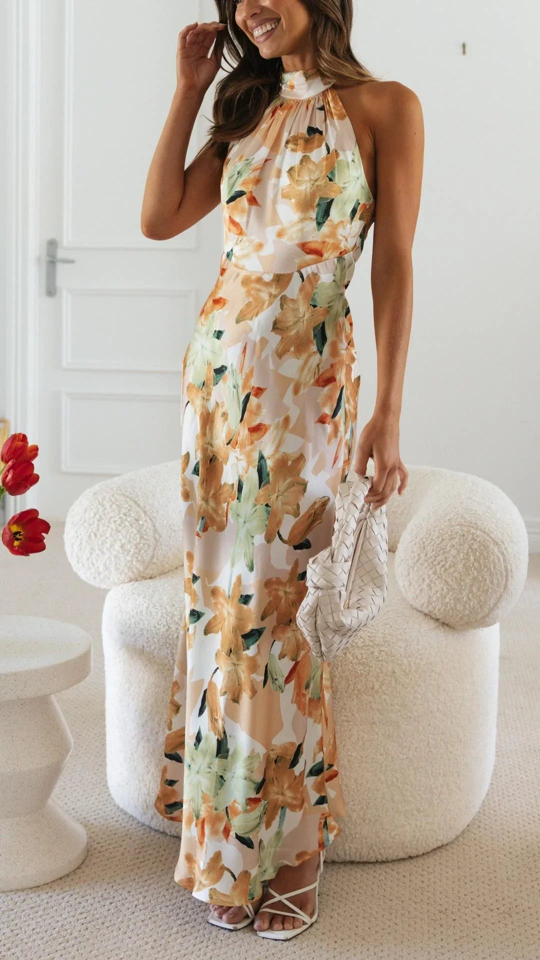 Keylin Women's Floral Halter Maxi Dress - Vonnera