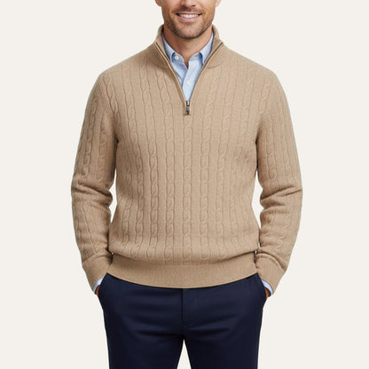 Men's Cable Knit Zipper Sweater