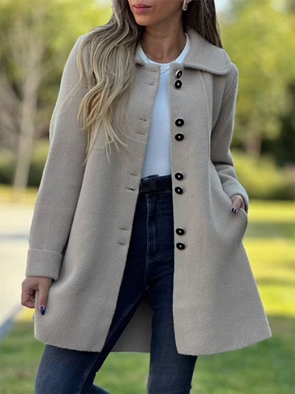 Women's A-Line Coat Button Front - Vonnera