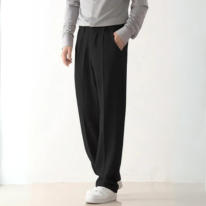 Men's Pleated Wide Leg Dress Pants - VibreMode