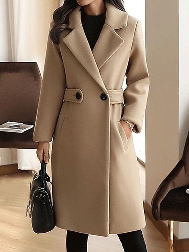 Women's Belted Long Wool Coat - Vonnera