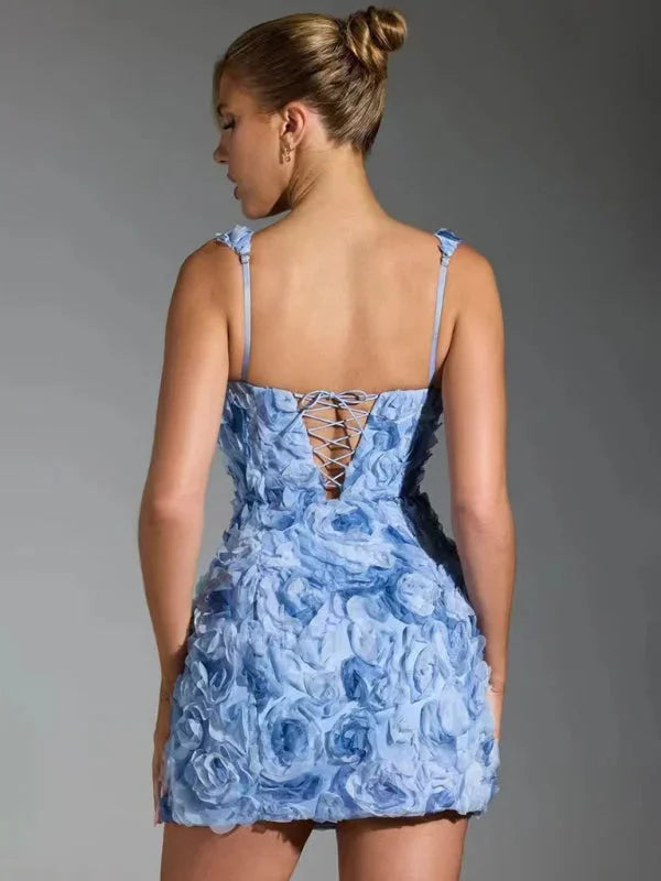 Women's Floral Mini Dress Strap Detail