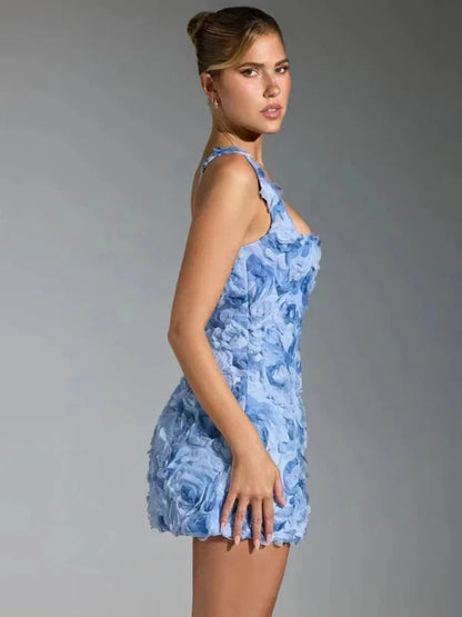 Women's Floral Mini Dress Strap Detail