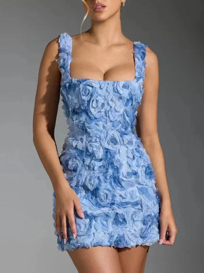 Women's Floral Mini Dress Strap Detail