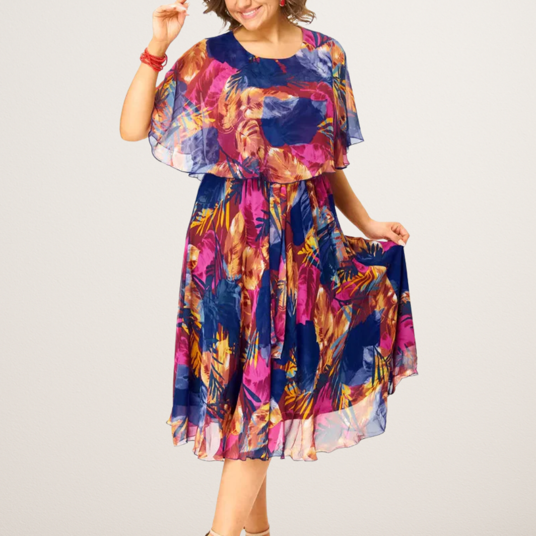 Women's Flowy Chiffon Draped Dress Tummy Control - Vonnera