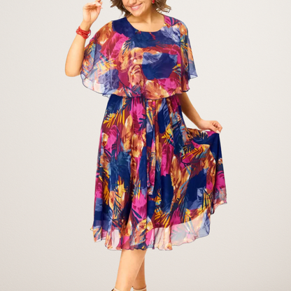 Women's Flowy Chiffon Draped Dress Tummy Control - Vonnera