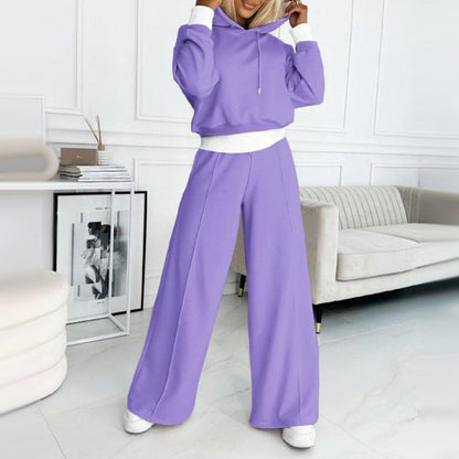 Women's 2-Piece Hooded And Elastic Pants Set