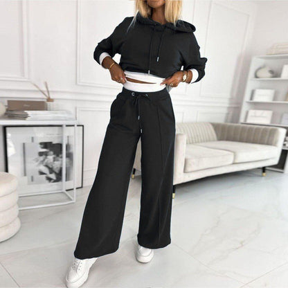 Women's 2-Piece Hooded And Elastic Pants Set
