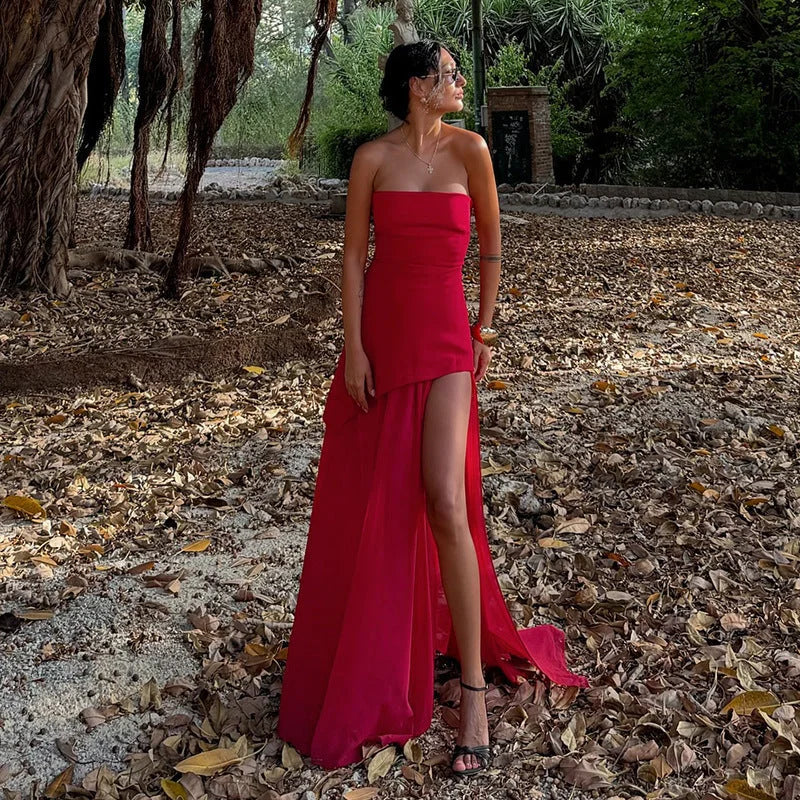 Women's Asymmetrical Layered Maxi Dress
