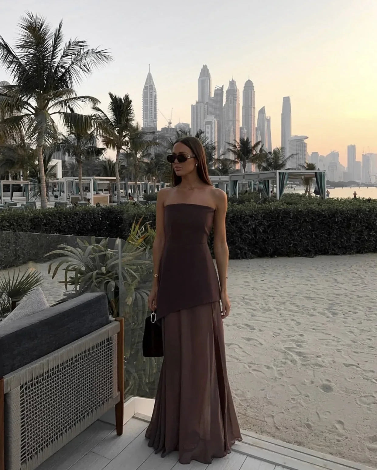 Women's Asymmetrical Layered Maxi Dress