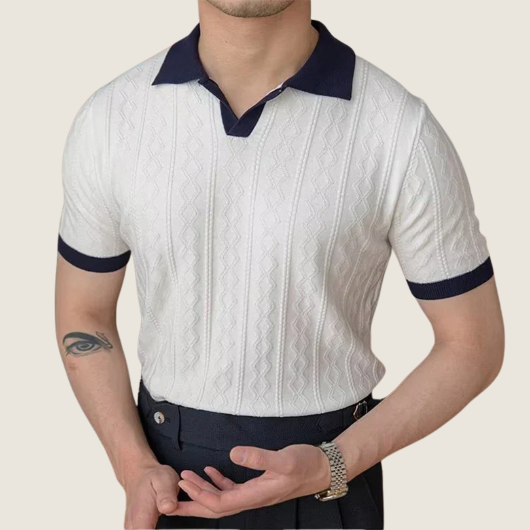 Men's Textured Short Sleeve Polo Shirt - VibreMode
