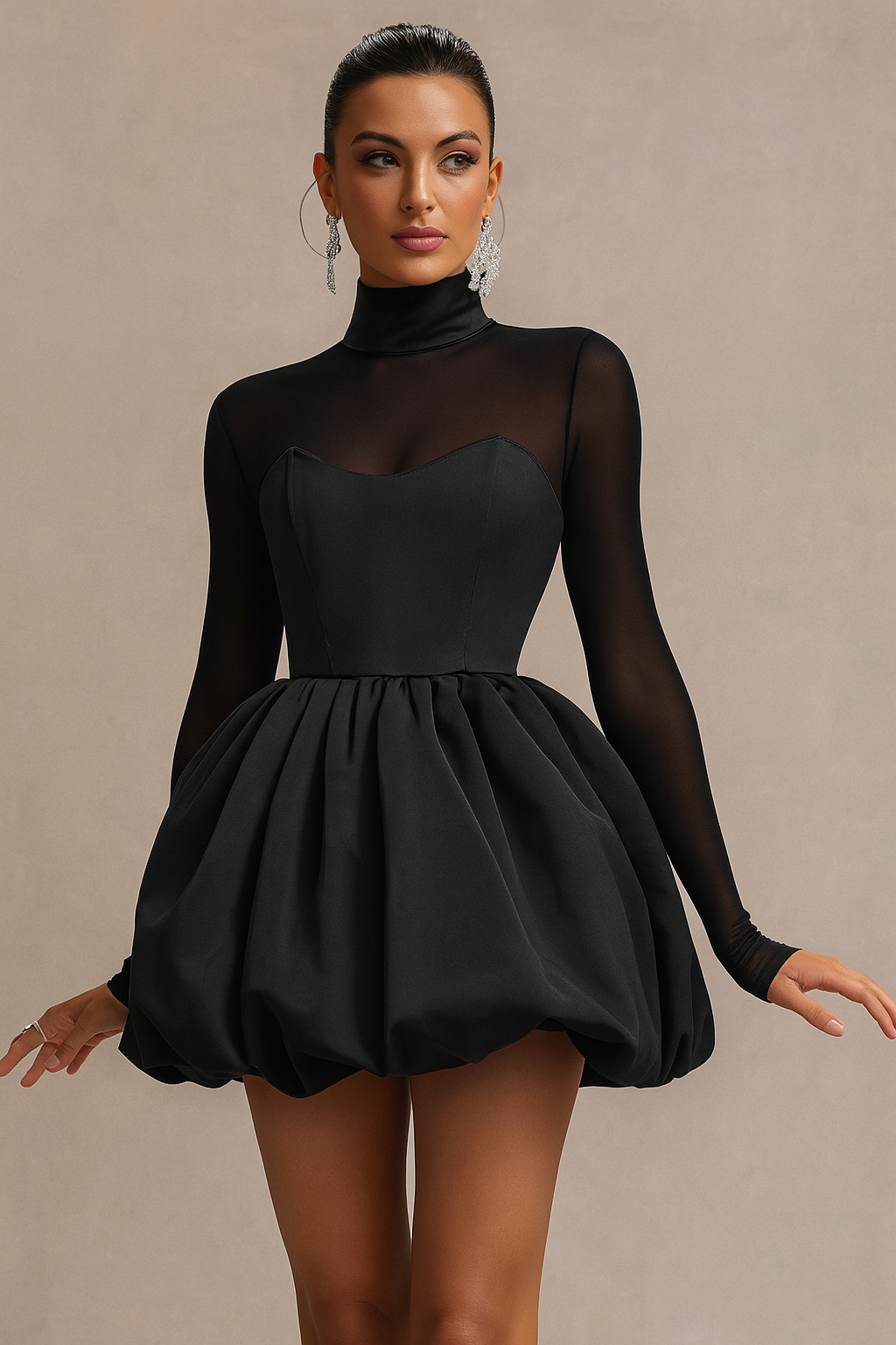 Women's Long Sleeve Fit Flare Mini Dress - Vonnera