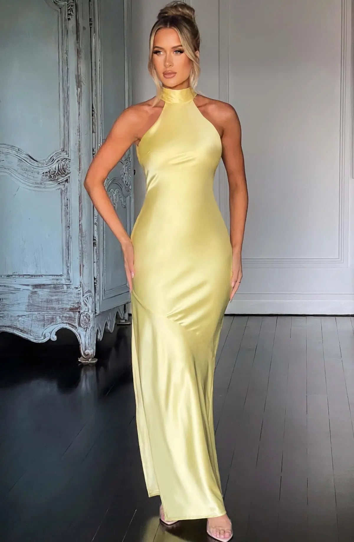 Kristen | Women's Sleeveless Halter Maxi Dress - Image 3