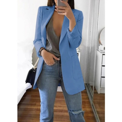 Women's Long Sleeve Blazer Notched Lapel - VibreMode