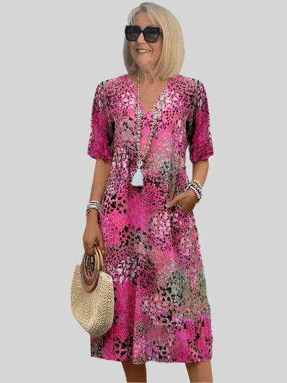 Women's V-Neck Midi Casual Dress
