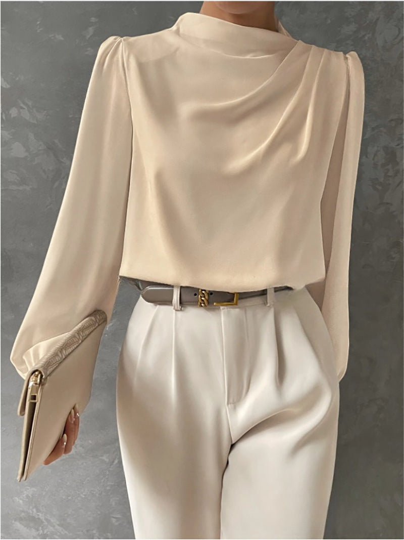 Women's Long Sleeve Draped Blouse - Vonnera