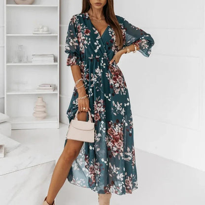 Kylie Women's V-Neck Midi Wrap Dress - VibreMode