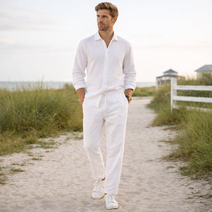 Men's Linen Summer Set Shirt Pants