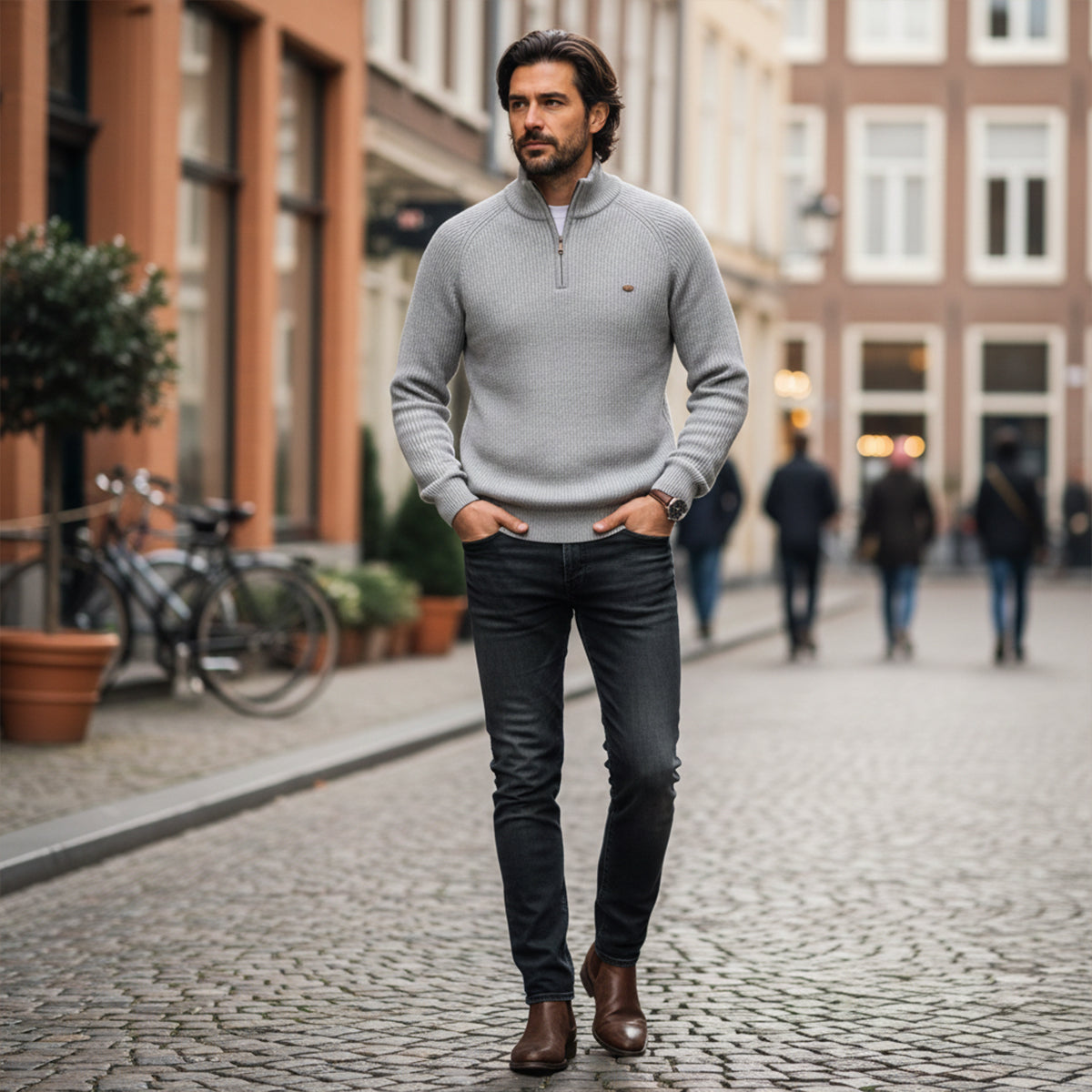 Men's Cotton Quarter Zip Sweater