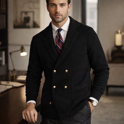 Men's Double Breasted Knit Cardigan Smart Casual