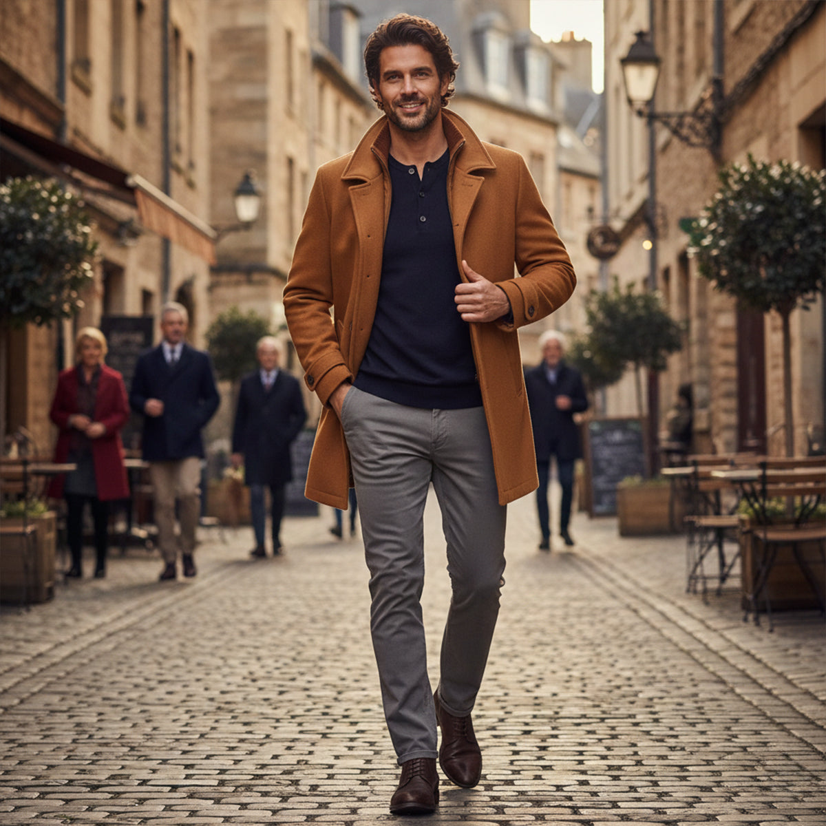 Men's Wool Blend Smart Jacket Zipper Closure