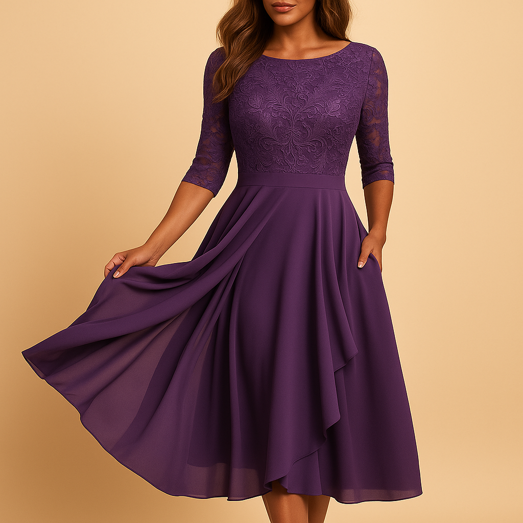 Mirella Women's Asymmetric Midi Dress Lace - Vonnera