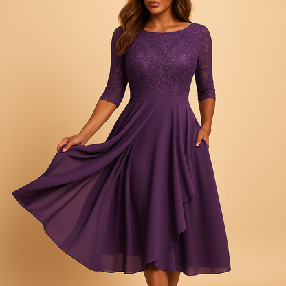 Mirella Women's Asymmetric Midi Dress Lace - Vonnera