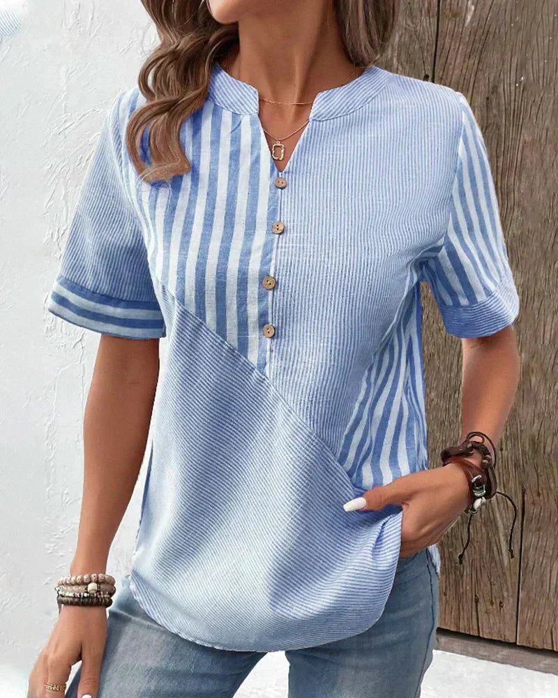 Women's Patchwork Stripe Blouse
