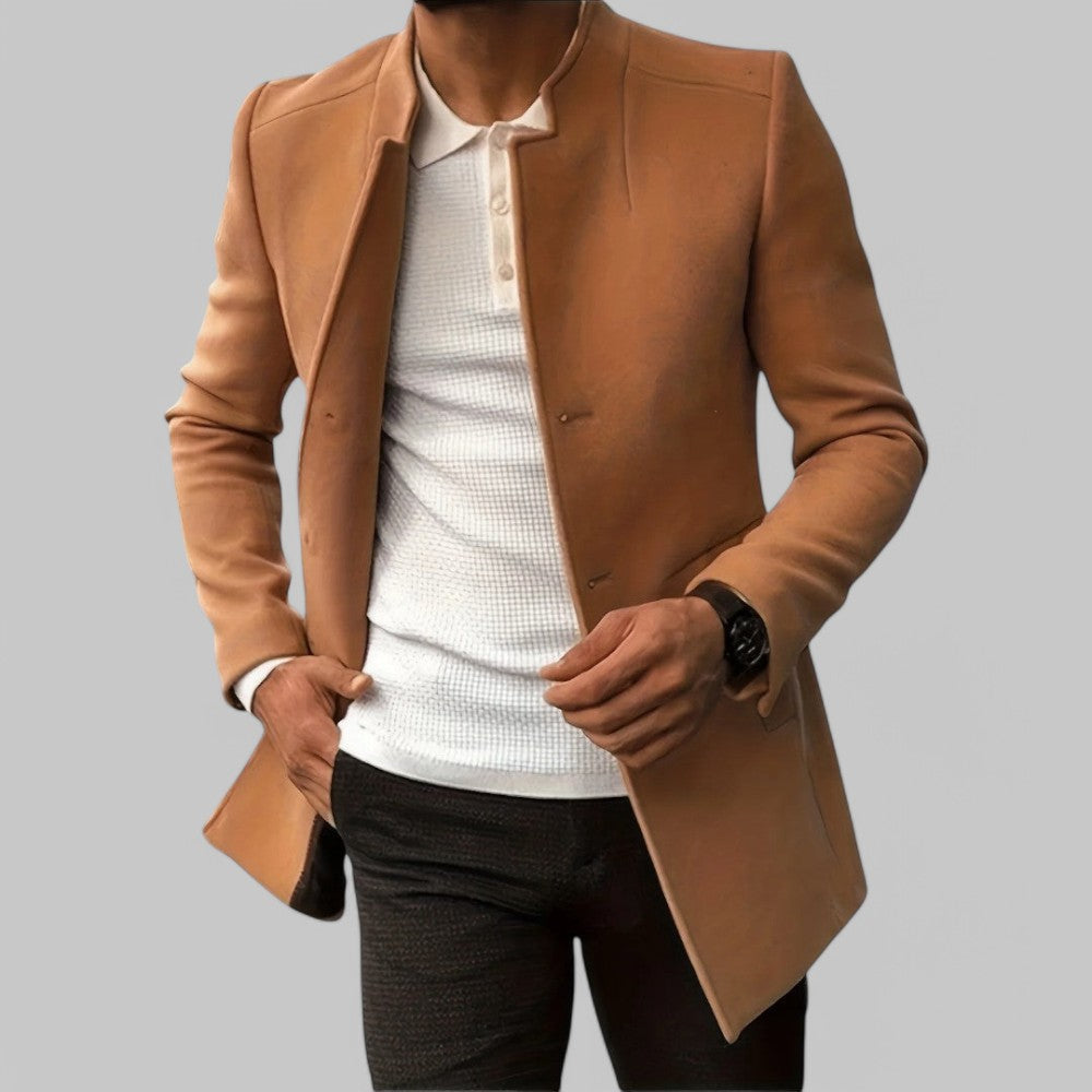Men's Notch Collar Mid-Length Coat - Vonnera