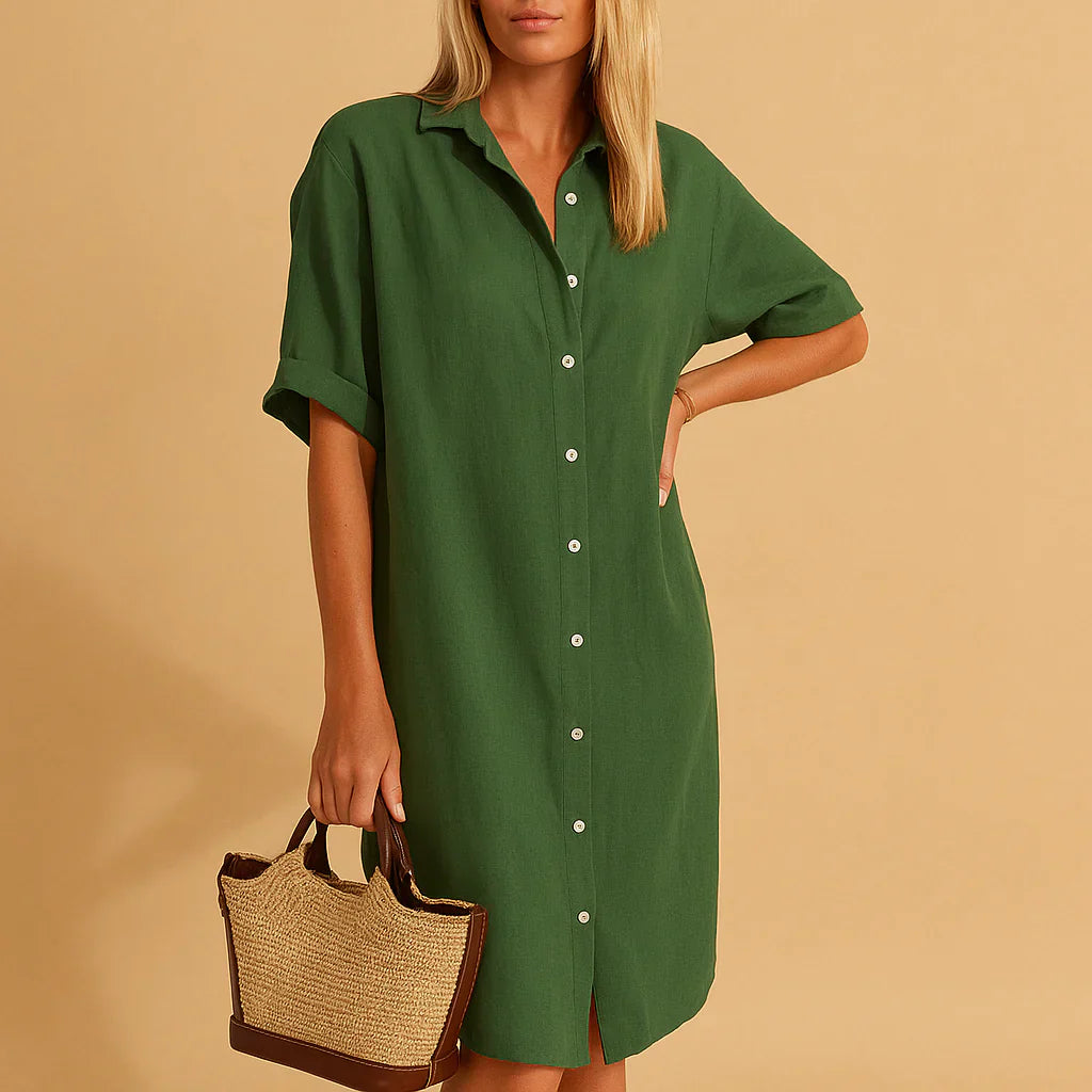 Women's Relaxed Fit Button Down Shirt Dress
