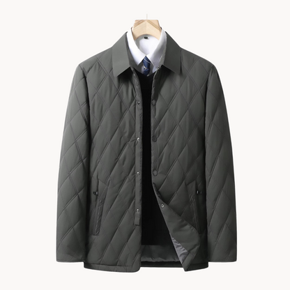 Men's Quilted Diamond Pattern Coat - VibreMode