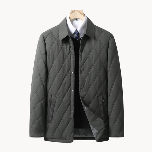 Men's Quilted Diamond Pattern Coat - VibreMode
