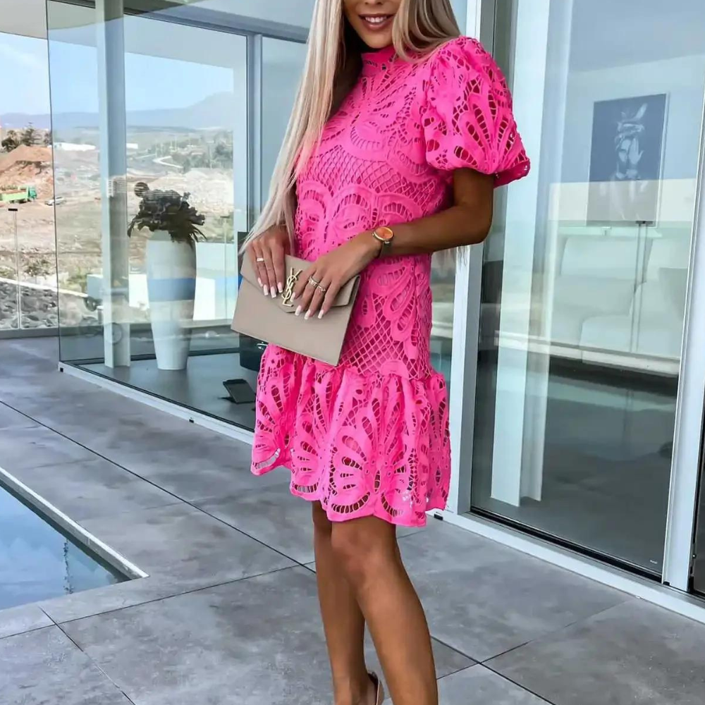 Image of Laura | Women's Puff Sleeve Fit & Flare Mini Dress