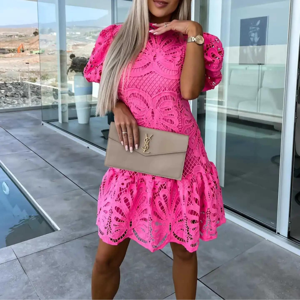 Image of Laura | Women's Puff Sleeve Fit & Flare Mini Dress