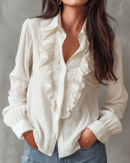 Lauren Women's Long Sleeve Ruffle Blouse - Vonnera