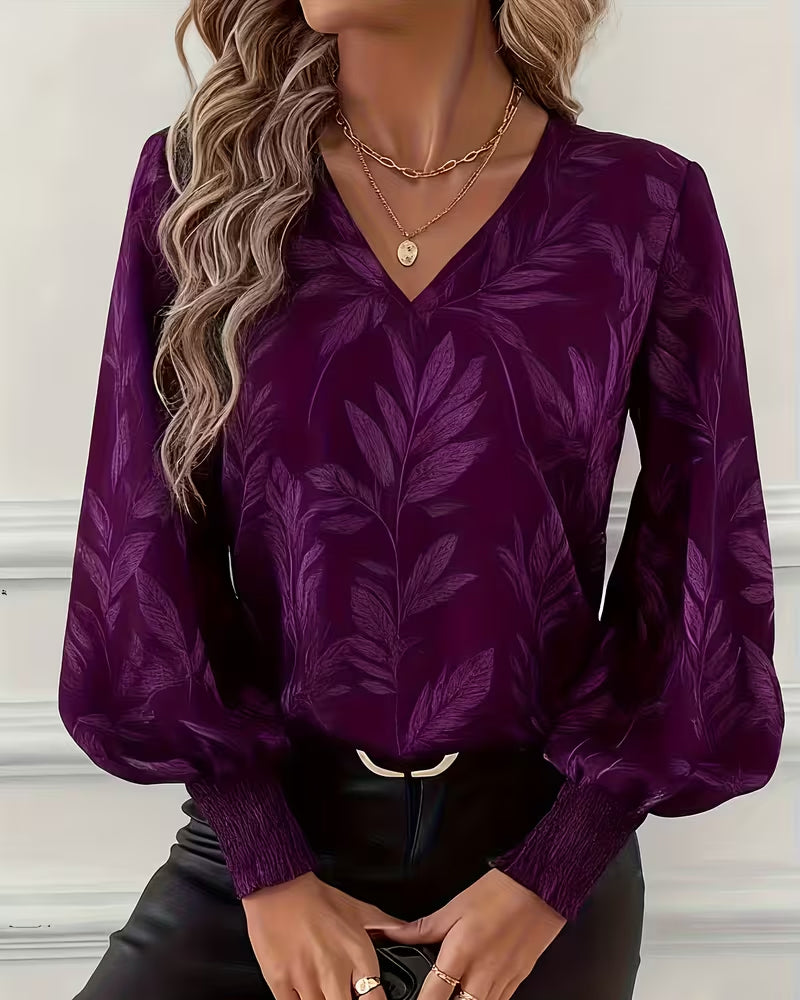 Lauren Women's V-Neck Long Sleeve Blouse - Vonnera