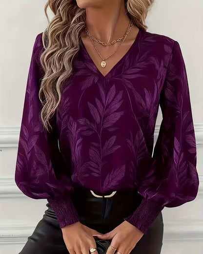 Lauren Women's V-Neck Long Sleeve Blouse - Vonnera