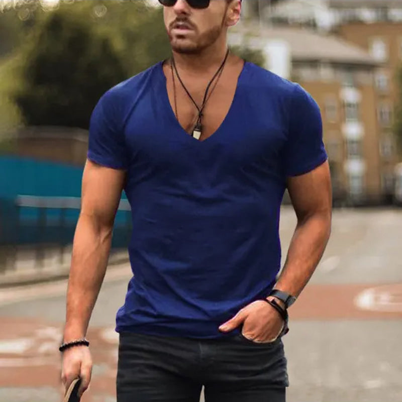 Image of Laurence | Men's Fitted V-Neck T-Shirt