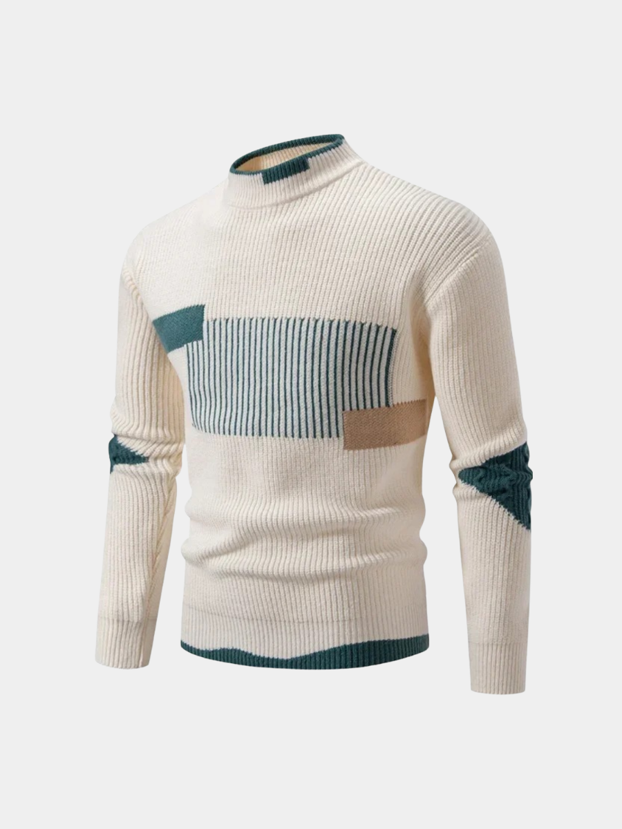 Men's Geometric Mock Neck Sweater - Vonnera