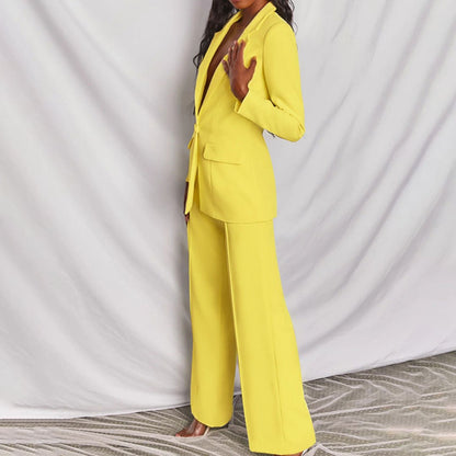Women's Two Piece Suit Button Front Blazer Pants