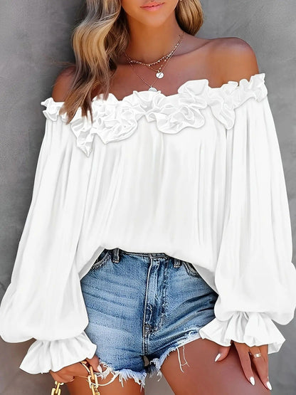 Women's Off The Shoulder Fringe Blouse Long Sleeve - Vonnera