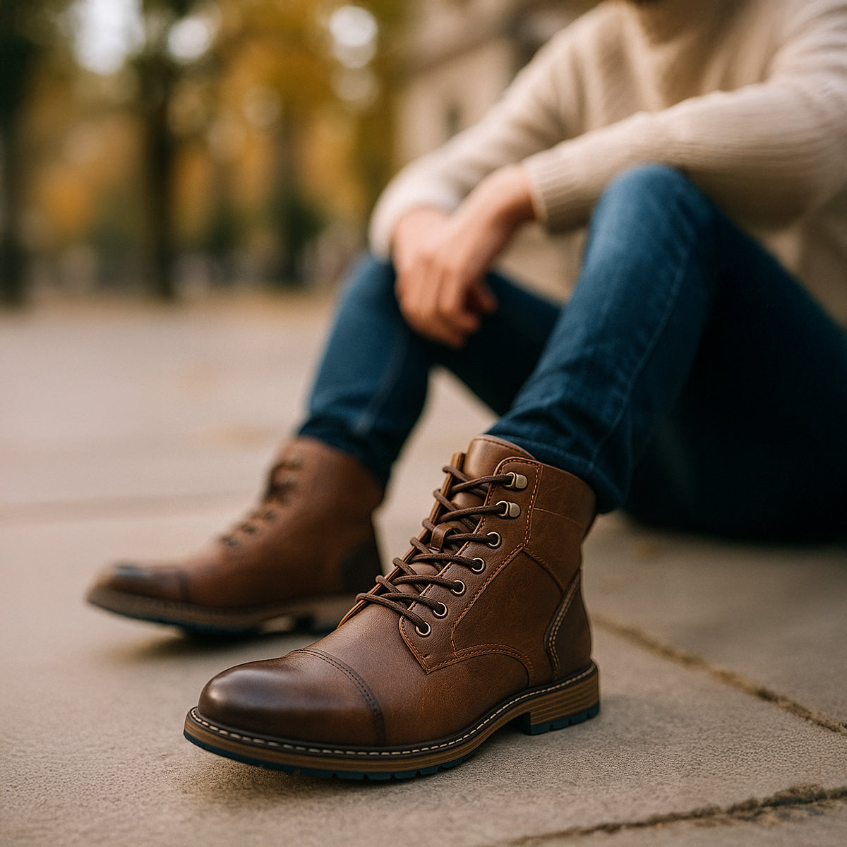 Men's Vintage Leather Ankle Boots