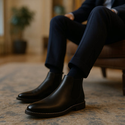 Men's Leather Chelsea Boots Comfortable Brown