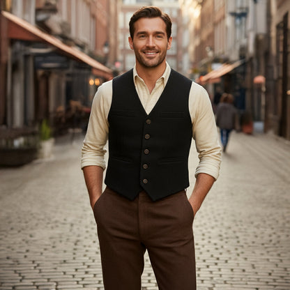 St Andrews Men's Vintage Button Up Vest